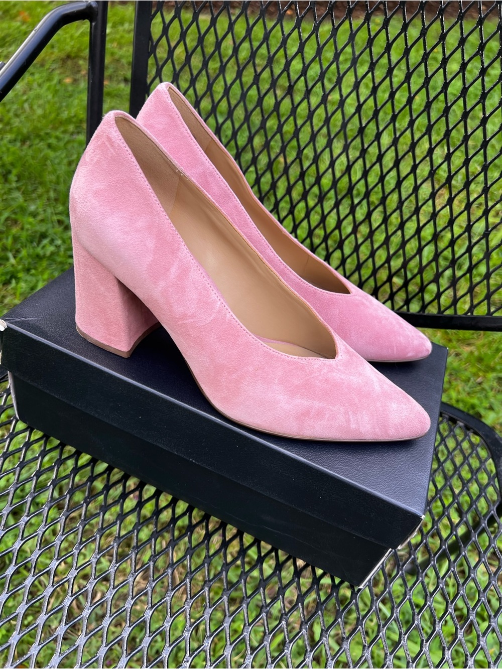 Naturalizer Pink Suede Block Heel Pumps